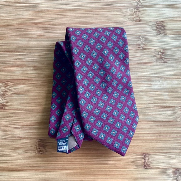 Enrico Mantoni Made In Italy Silk Tie Burgundy Floral Fall Matte Woven Vintage - Picture 10 of 10